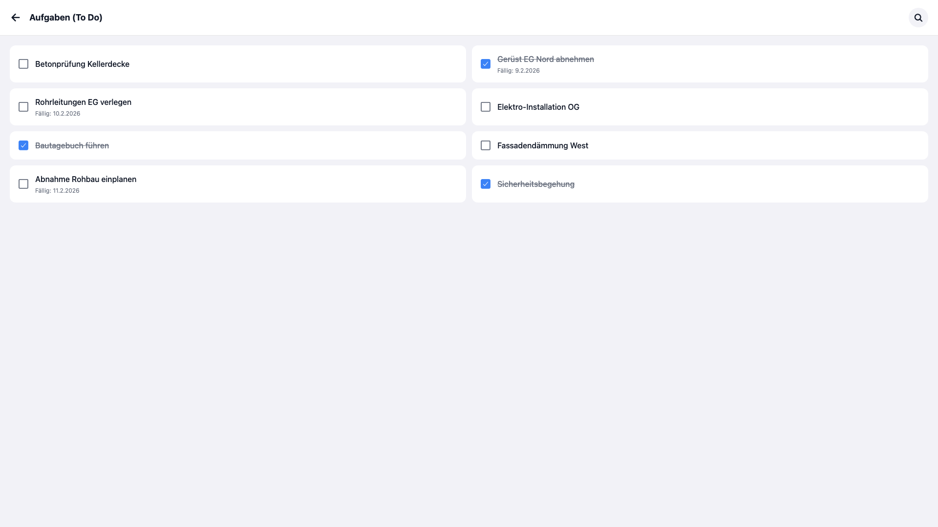 Aufgaben – Desktop / Mobil (Desktop)
