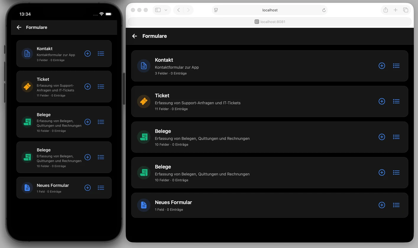 Form-Auswahl für Nutzer